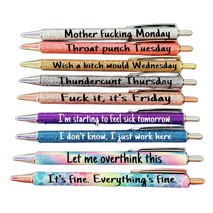9 Pieces Funny Glitter Ballpoint Pens Stornfield