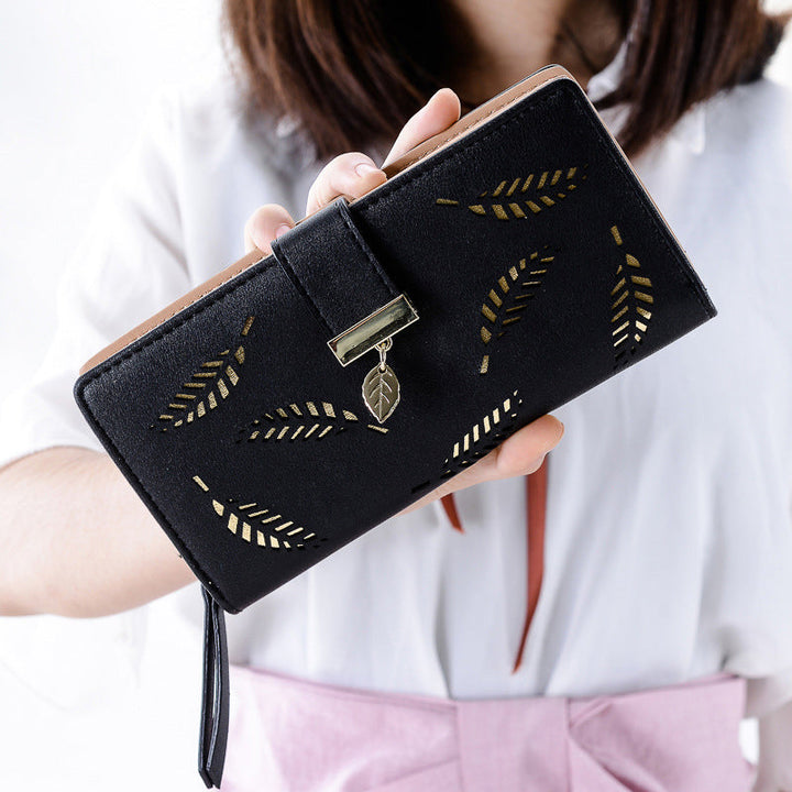 Ladies long wallet with leaf pattern | Stornfield