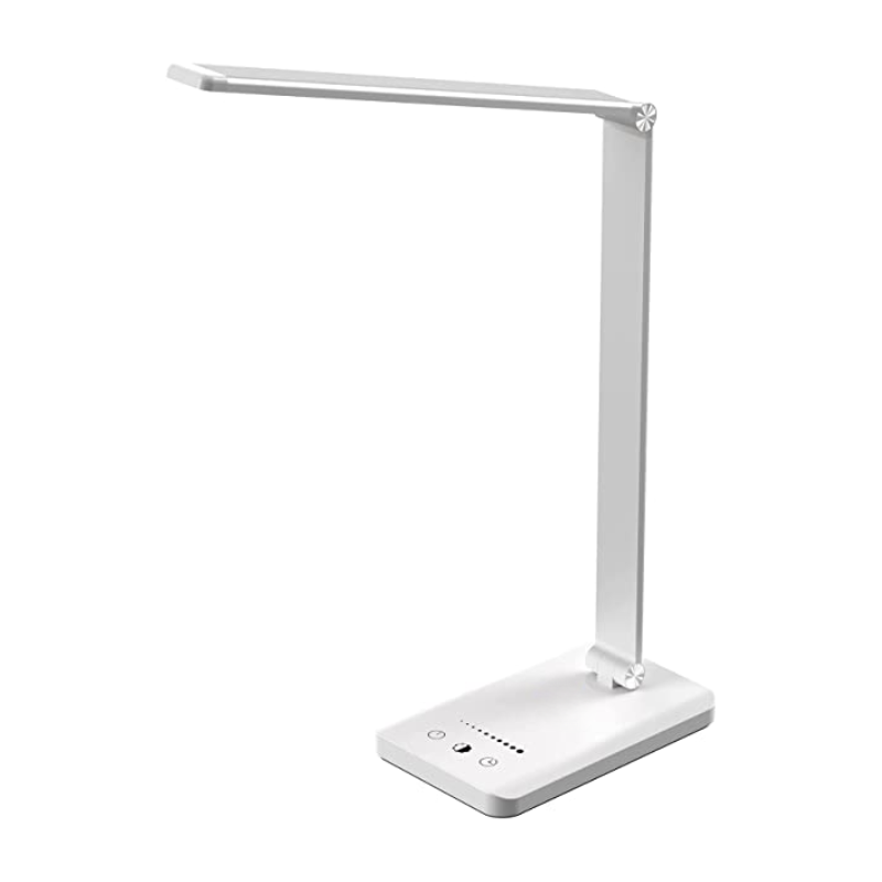 Stornfield | LED Desk Lamp with USB Charging Port, Dimmable Eye-Caring Reading Lamp for Home, with 5 Brightness Levels and 3 Lighting Modes, Touch Control, Auto Timer (Black)