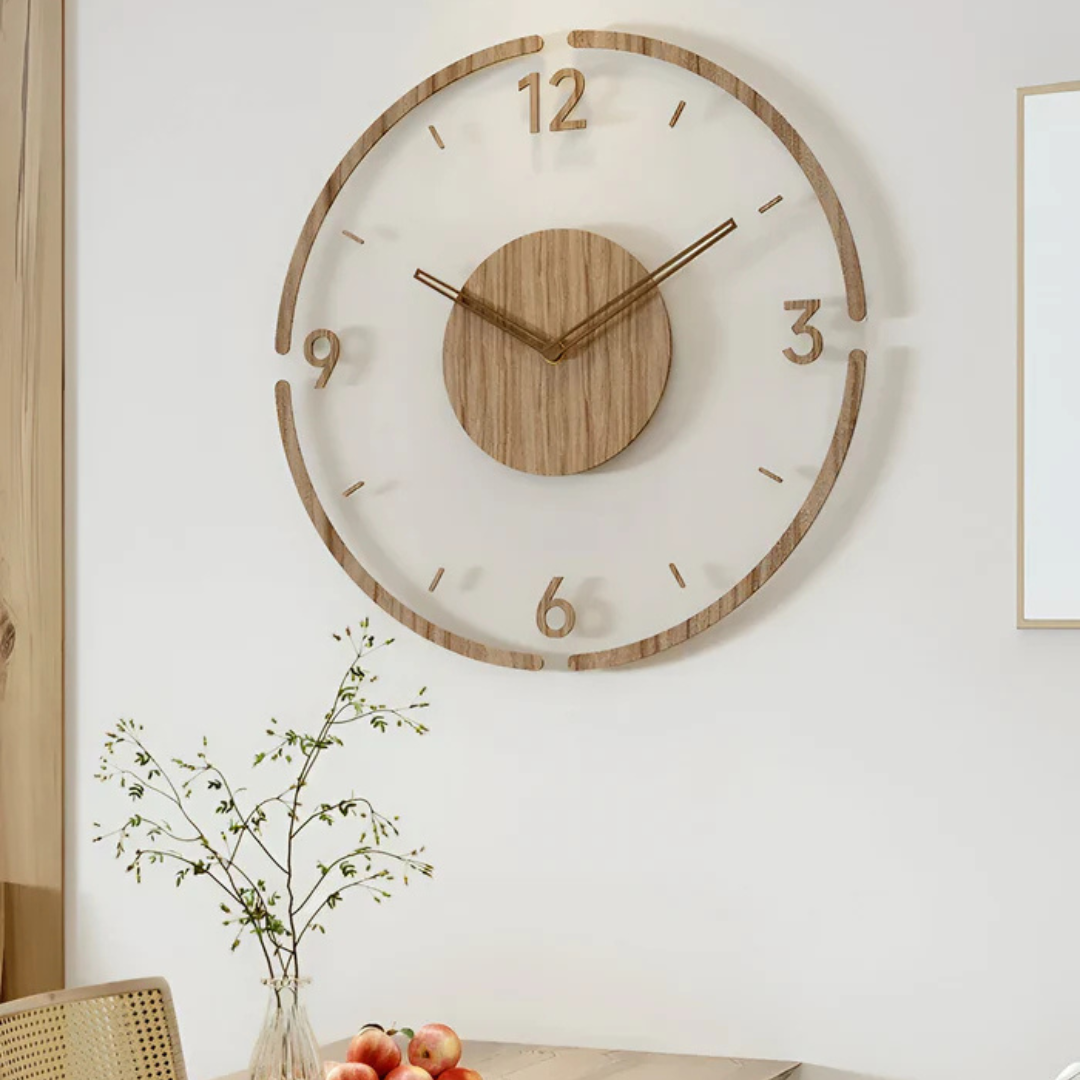 Silent Wall Clock WoodLight – Modern Clock with Acrylic Design for Living Room | Stornfield
