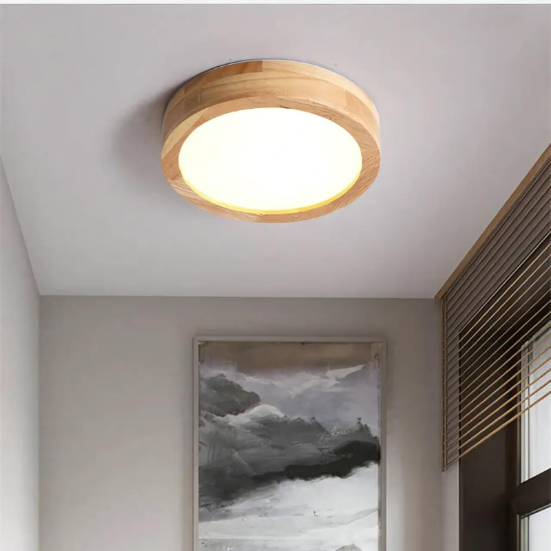 Round Scandinavian Wooden Ceiling Lamp – Nordic Elegance | Stornfield