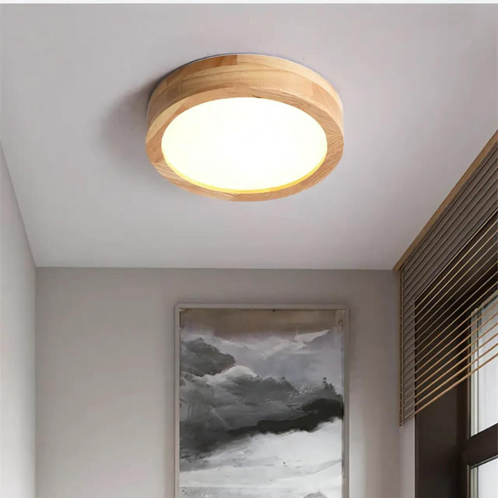 Round Scandinavian Wooden Ceiling Lamp – Nordic Elegance | Stornfield