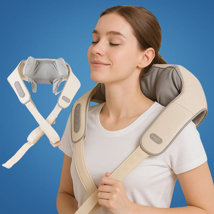 RelaxaPro | Shiatsu Neck Massager – Heating Relief – Cordless Design – Ideal for Office and Home Use Stornfield