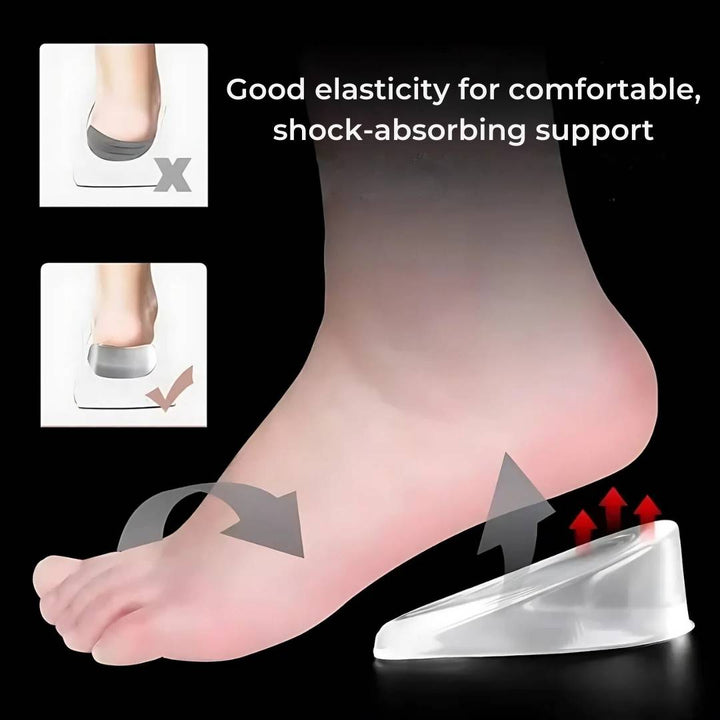LiftComfort Silicone Gel Heel Lifting Inserts | Height Increase - Pain Relief for Plantar Fasciitis - Shock Absorption - Better Posture Stornfield