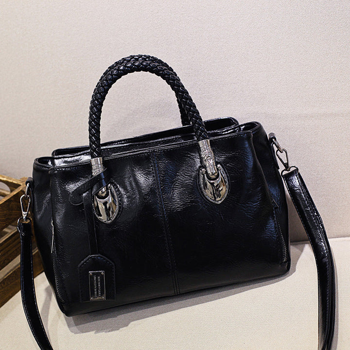 New handbags made of oil wax leather Boston, large tote bag made of soft leather | Stornfield