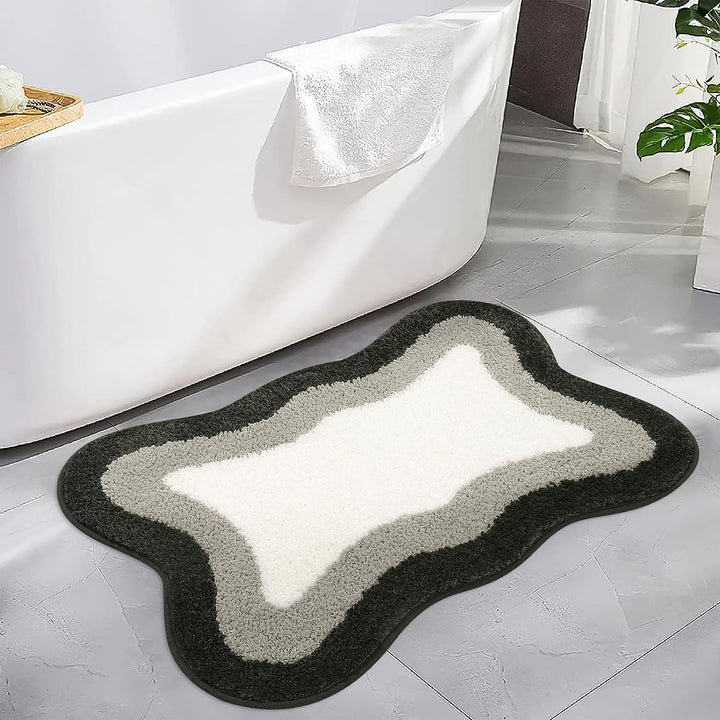 Stornfield | Tapis de bain dégradé noir, tapis pour salles de bain, joli tapis irrégulier antidérapant pour salle de douche