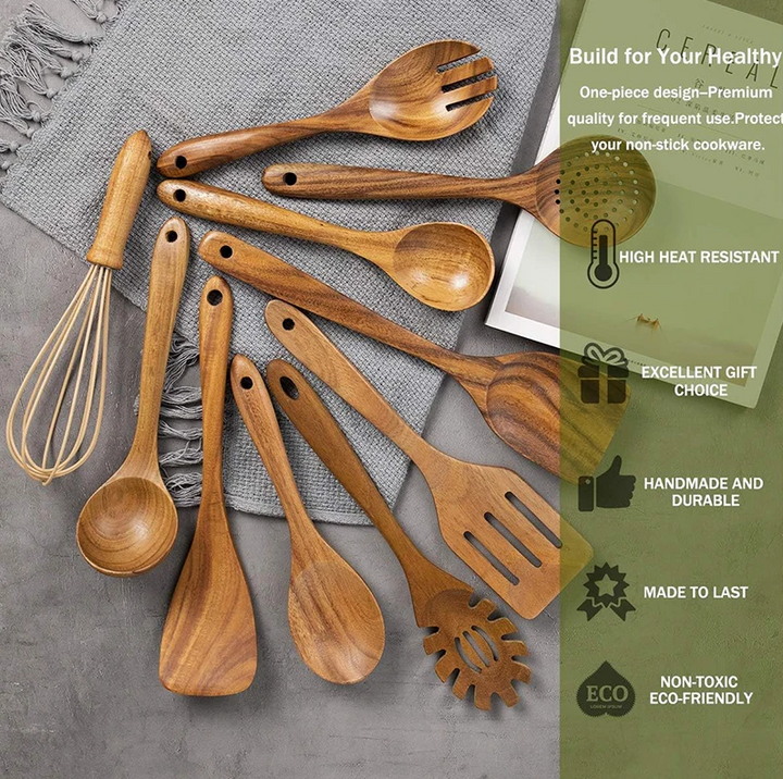 Stornfield | EcoWood 10-piece Wooden Kitchen Utensil Set