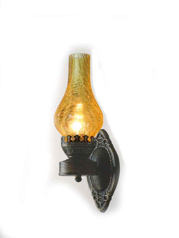 1 Head Wall Mount Light Antique Kerosene Iron Wall Lighting with Glass Shade in Bronze | Stornfield