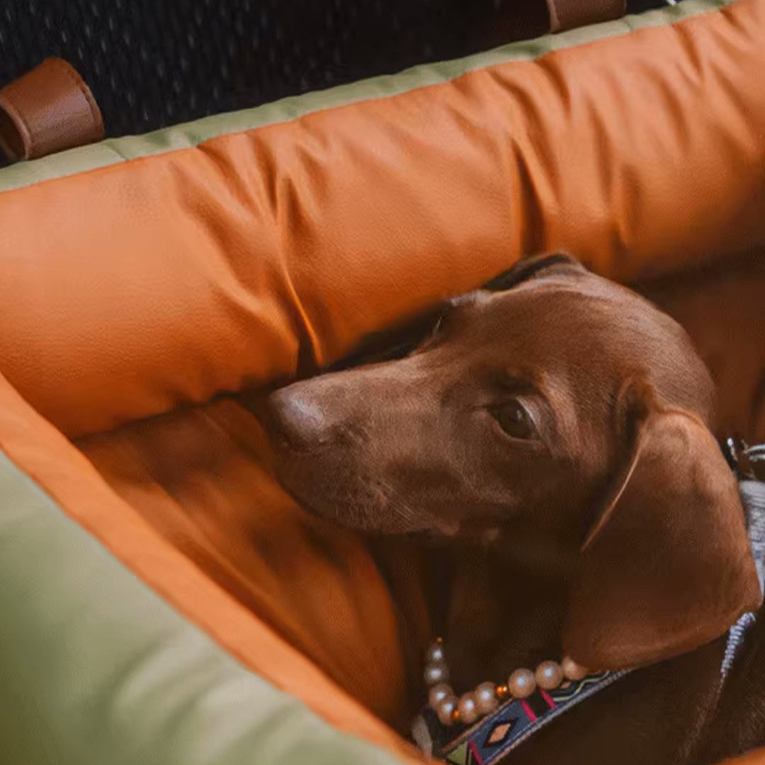 Faux Leather Dog Booster Bed – Stylish, Secure, and Comfortable | Stornfield
