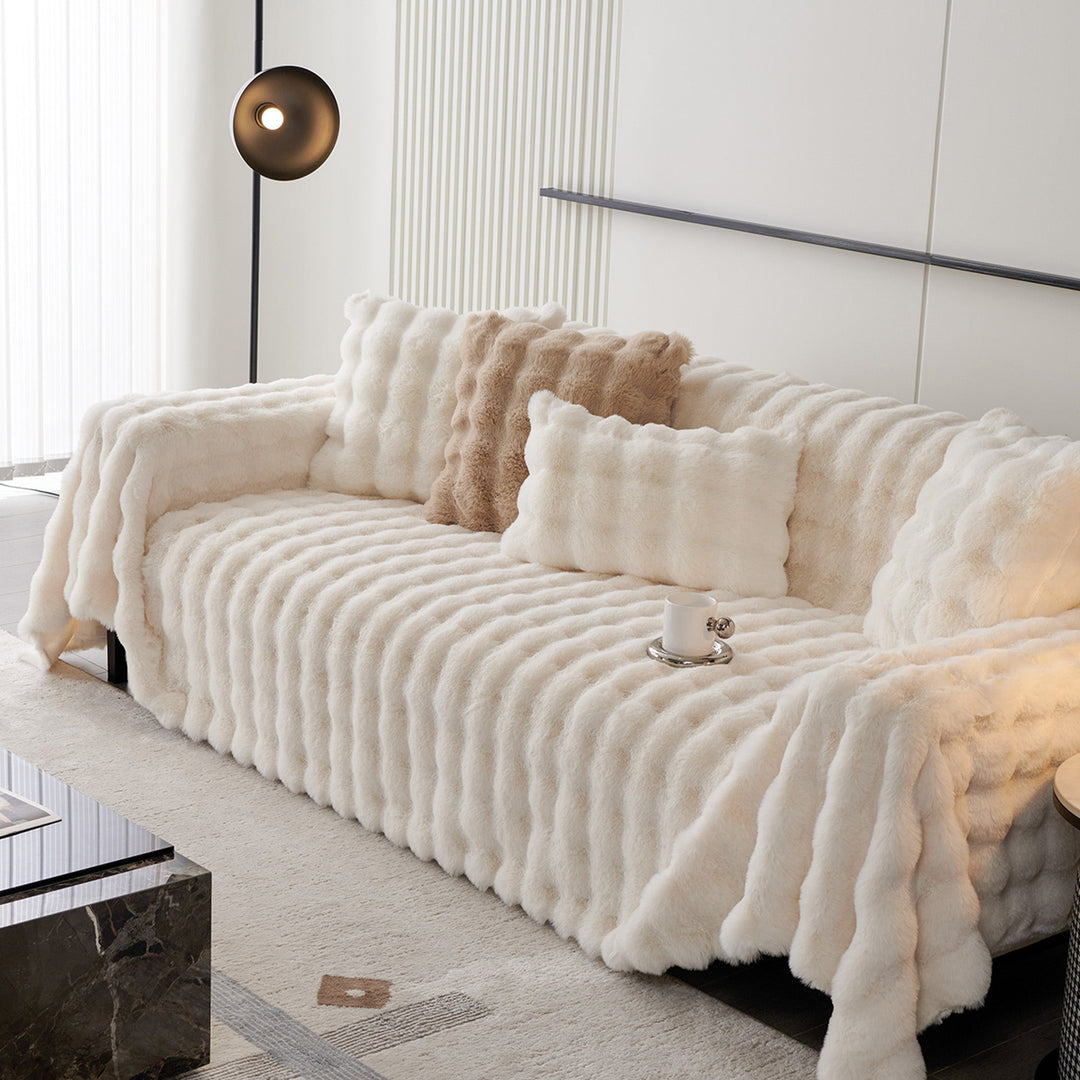 Luxe Ripple Faux Fur Sofa Cover - Modern, Stylish & Durable Sofa Protection | Stornfield