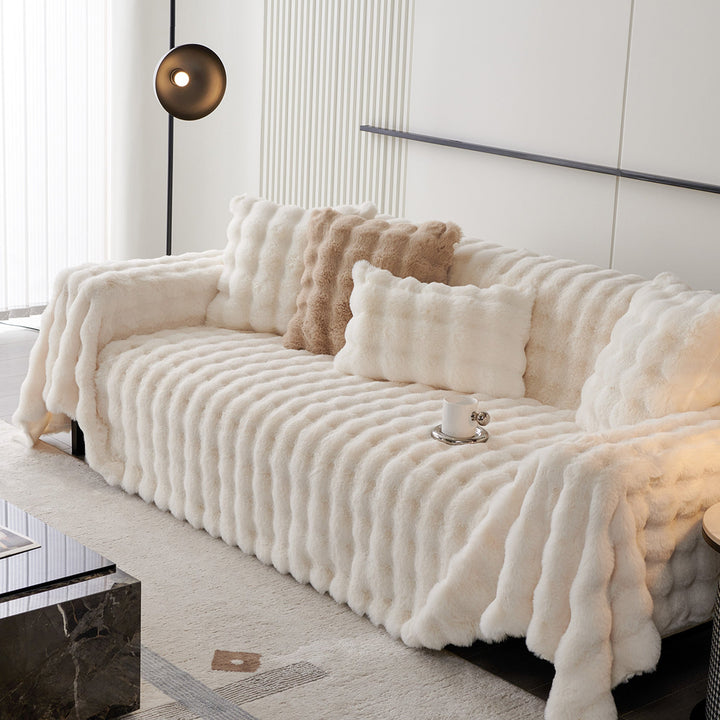 Luxe Ripple Faux Fur Sofa Cover - Modern, Stylish & Durable Sofa Protection | Stornfield