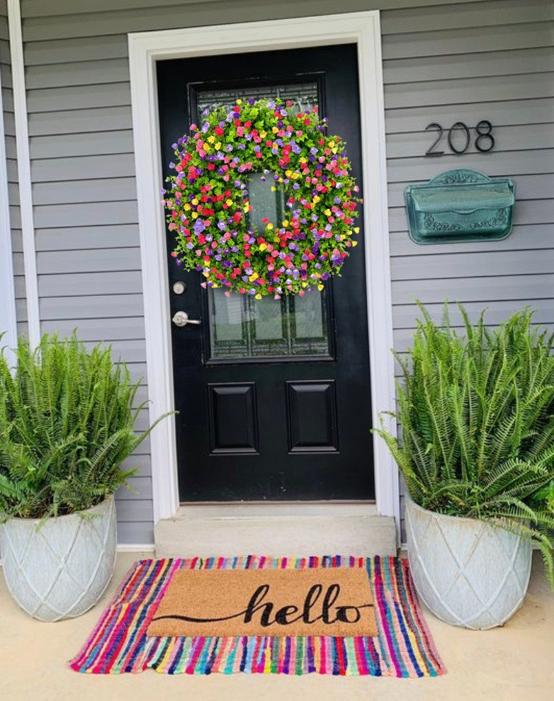Stornfield | BloomWreath Spring & Summer Front Door Wreath | Handmade Floral Grapevine Accent