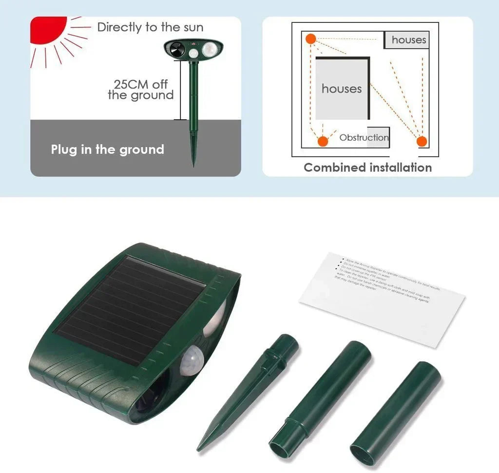 Stornfield | Solar-Powered Ultrasonic Deer Repeller - Effective Deer Deterrent for Gardens & Yards in 48 Hours