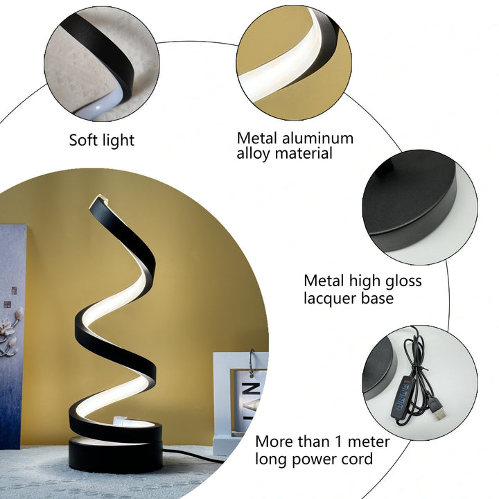Stornfield | Lampe de Table Spirale Moderne – Lampe de Bureau LED Créative avec Lumière Douce Chaude, Parfaite pour la Décoration de Chambre, de Salon et d'Étude