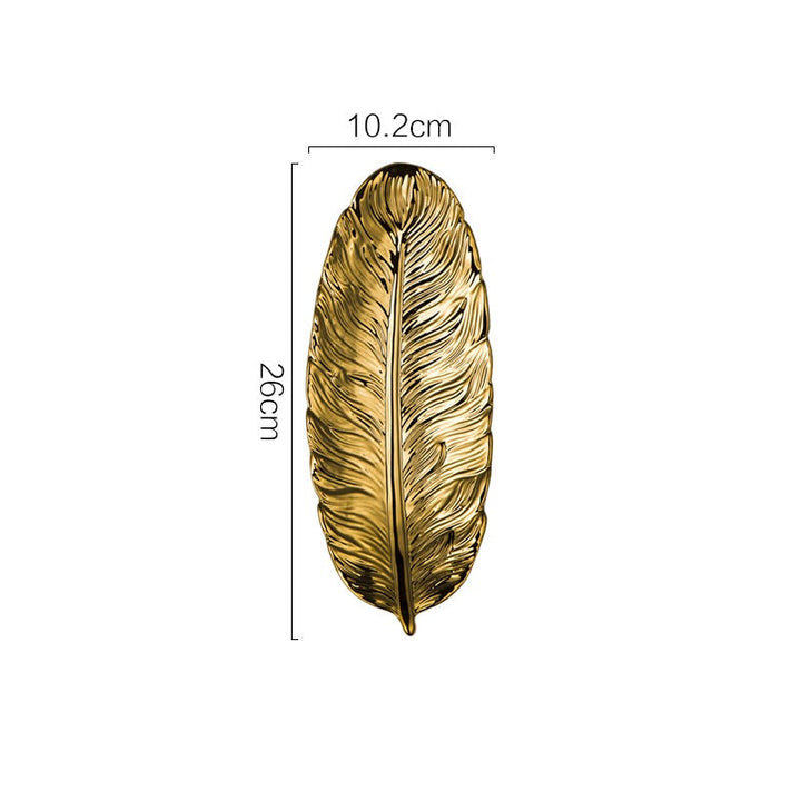 Stornfield | Nordic Light Luxury Style Golden Feather Plate Retro Plate Storage Plate Snack Plate Home Decor