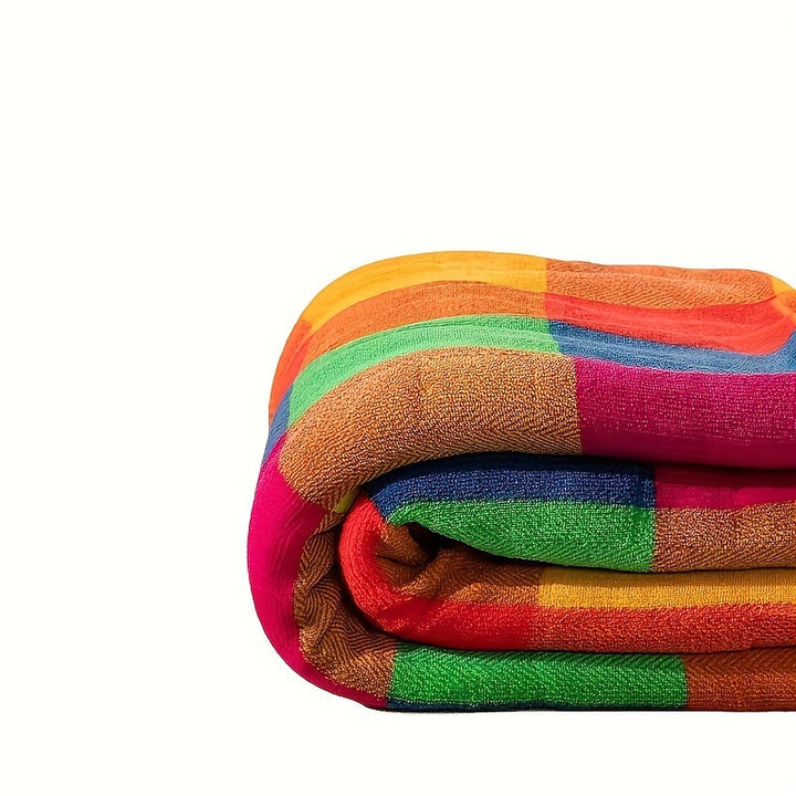 Stornfield | Coral Fleece Throw – Reversible Thick Sherpa Blanket with a Colorful Plaid Design