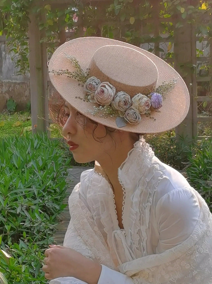 Stornfield | Handmade French Hat, Retro And Elegant Hollow Flower Forest Style Flat Hat