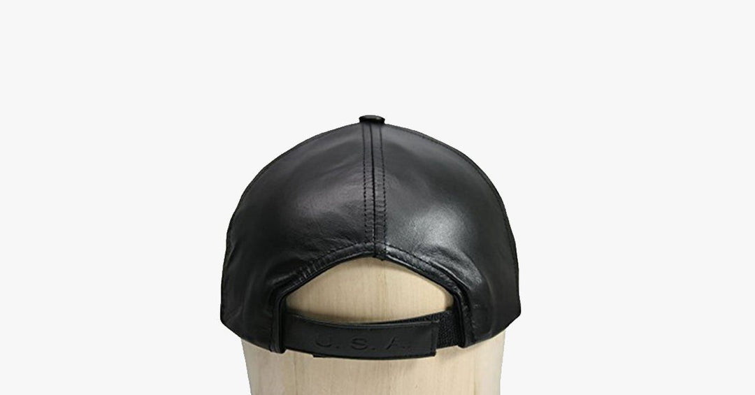 Black Leather Adjustable Baseball Cap | Stornfield