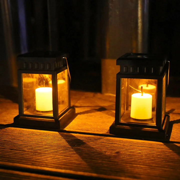 Solar-powered LED candle lantern – Weatherproof outdoor lamp for garden and patio | Stornfield