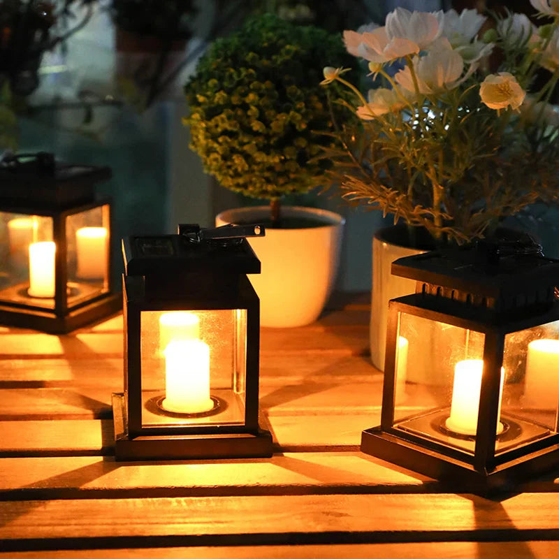 Solar-powered LED candle lantern – Weatherproof outdoor lamp for garden and patio | Stornfield