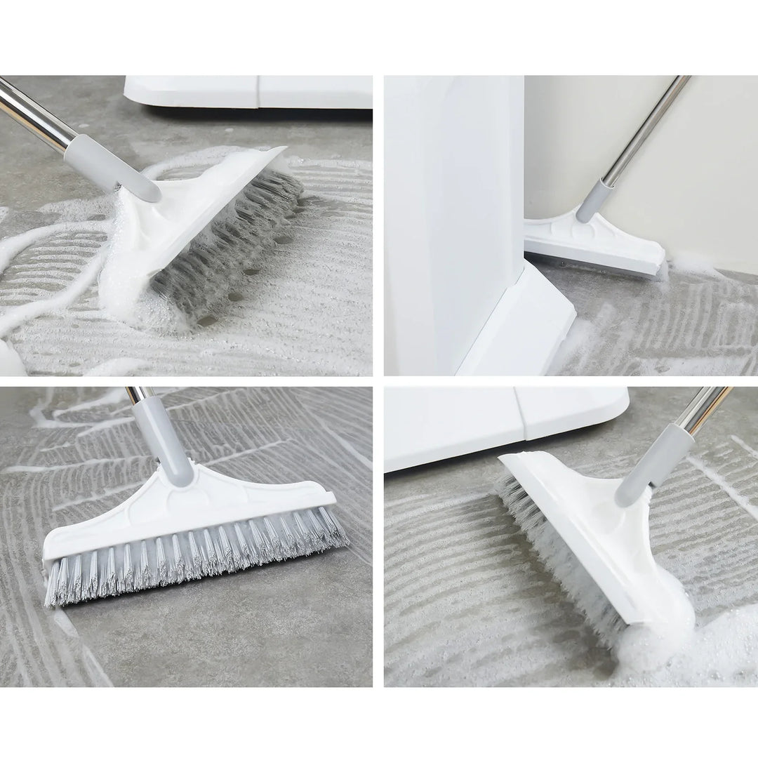 2-in-1 Floor Scrub Brush with Window Squeegee, 120-Degree Rotatable Long Handle, Stornfield