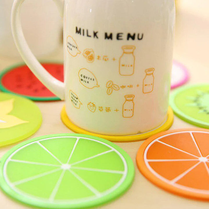 6 pcs Colorful Silicone Fruit Coaster Tea Cup Mat Stornfield