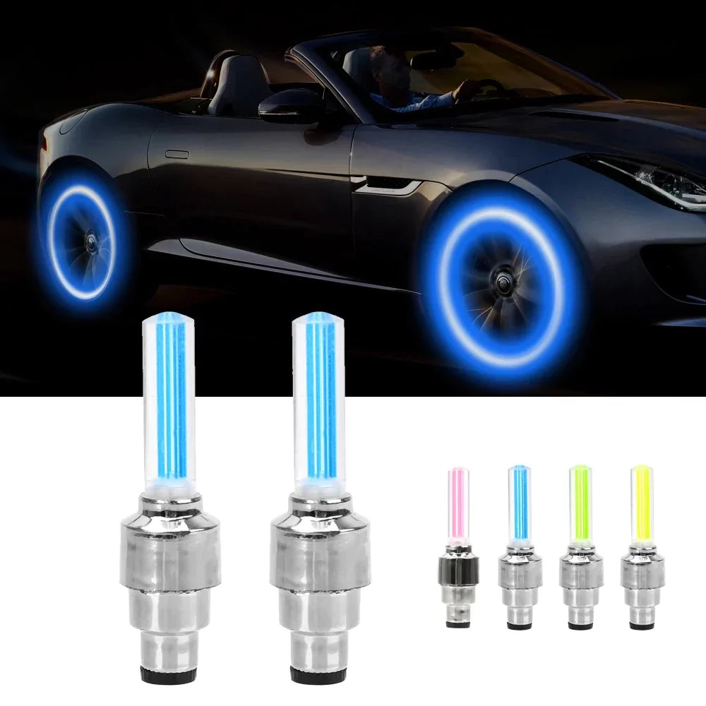 2 Pcs Car Wheel LED Light, Motorcycle Bike Tire Valve Cap Stornfield
