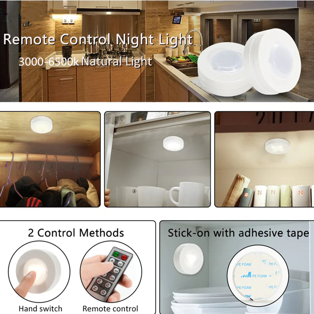 3 Pcs Wireless LED Lights Closet Lights with Remote Control Stornfield