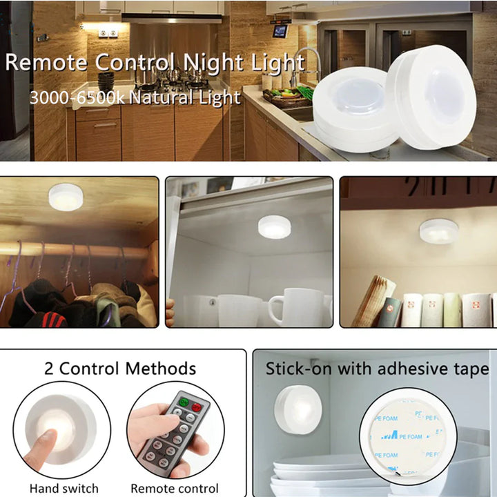 3 Pcs Wireless LED Lights Closet Lights with Remote Control Stornfield