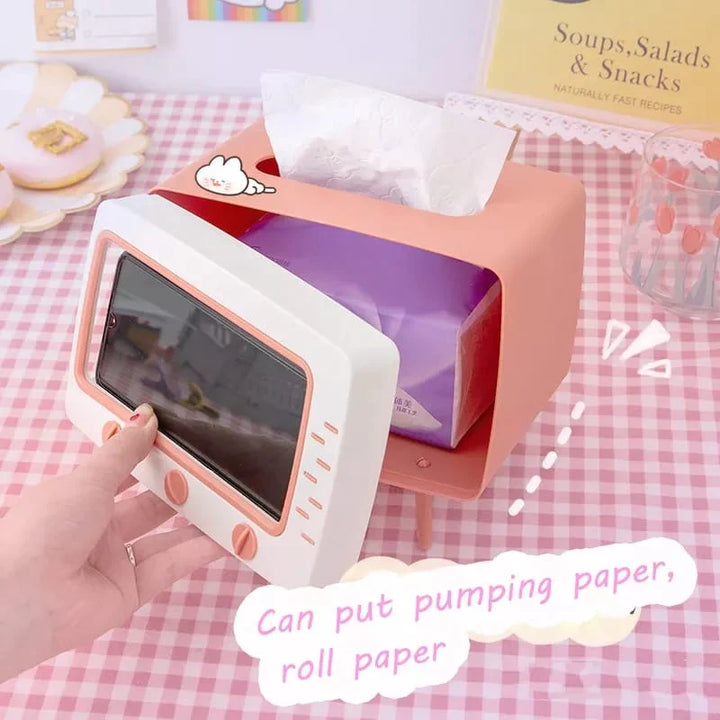 Creative TV Tissue Box Holder With Phone Holder Stornfield