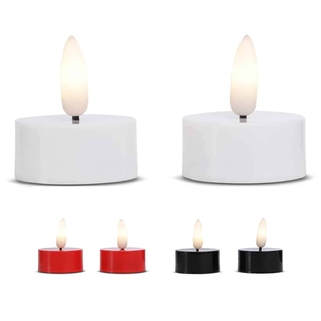LED Tea Light made of plastic with realistic moving flame 3.8x2cm (2 pcs.) | Stornfield