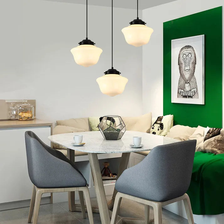 Vintage Geometric Hanging Lamp made of Matte Glass – Retro Pendant Light for Dining Room | Stornfield