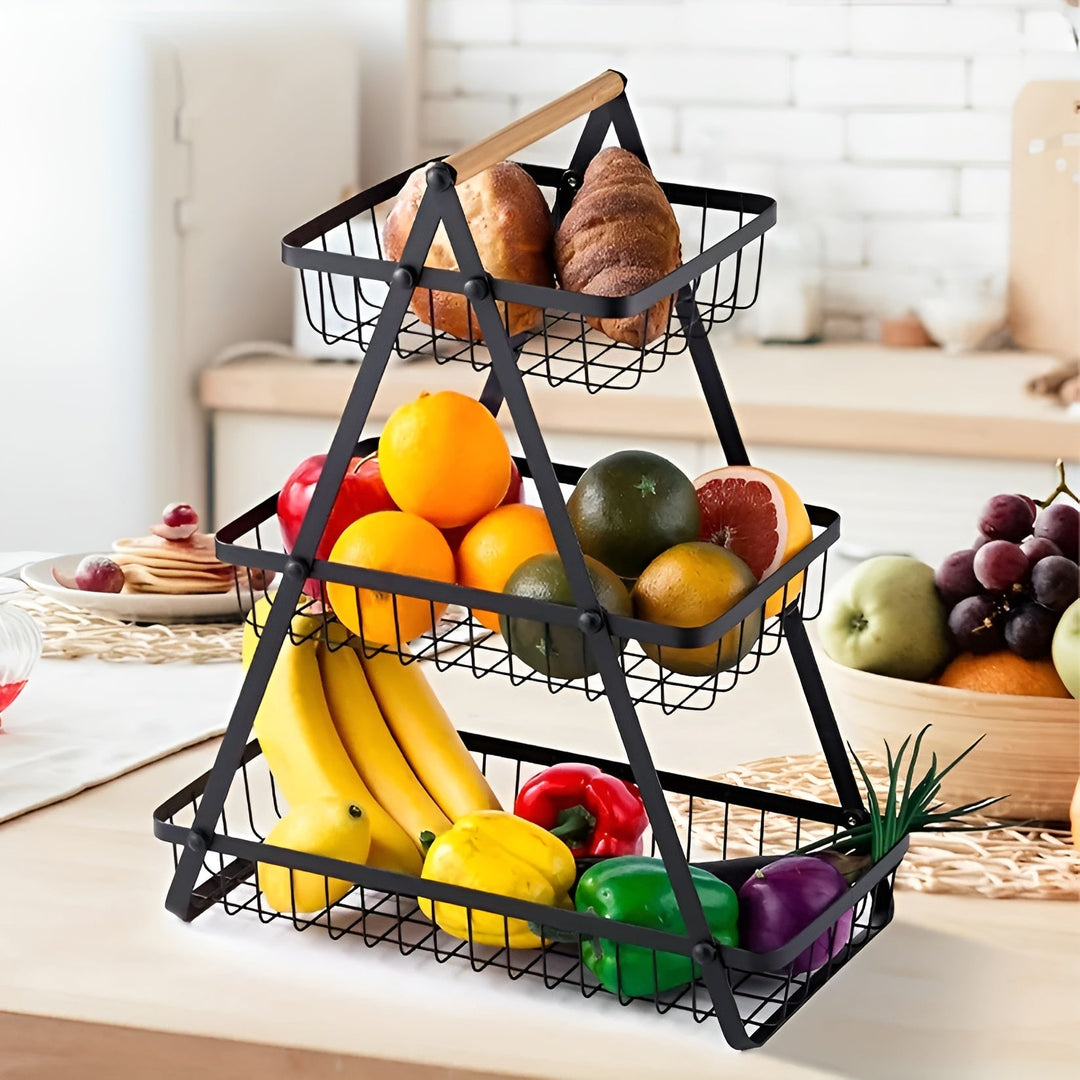 3-tiered fruit basket made of metal – space-saving and decorative | Ideal for kitchen & dining taStornfielde | Stornfield