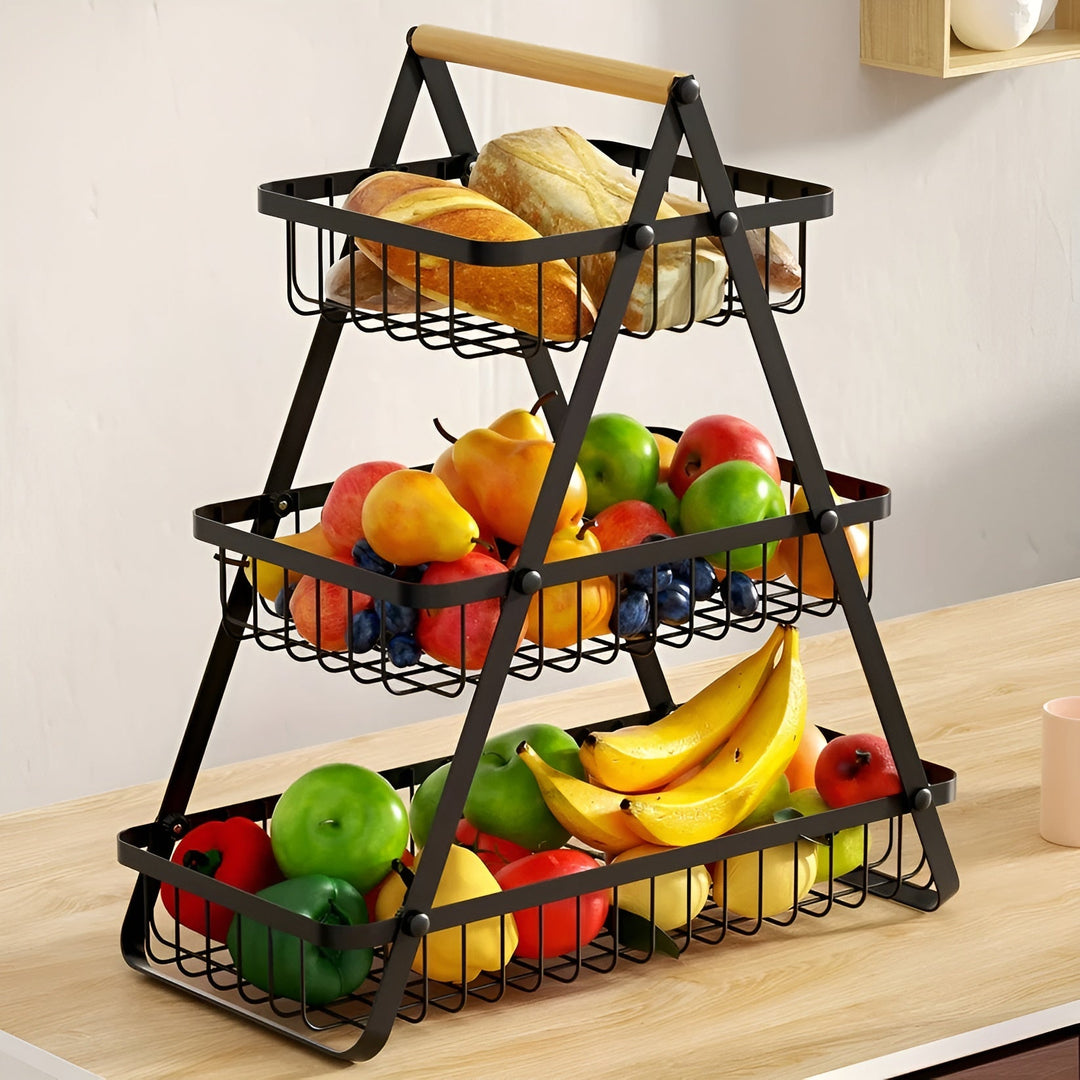 3-tiered fruit basket made of metal – space-saving and decorative | Ideal for kitchen & dining taStornfielde | Stornfield