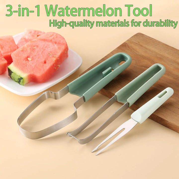 3-in-1 Stainless Steel Fruit Carving Tool Set with Watermelon Fork | Stornfield