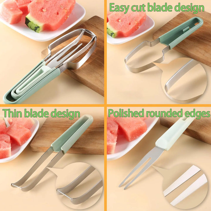 3-in-1 Stainless Steel Fruit Carving Tool Set with Watermelon Fork | Stornfield
