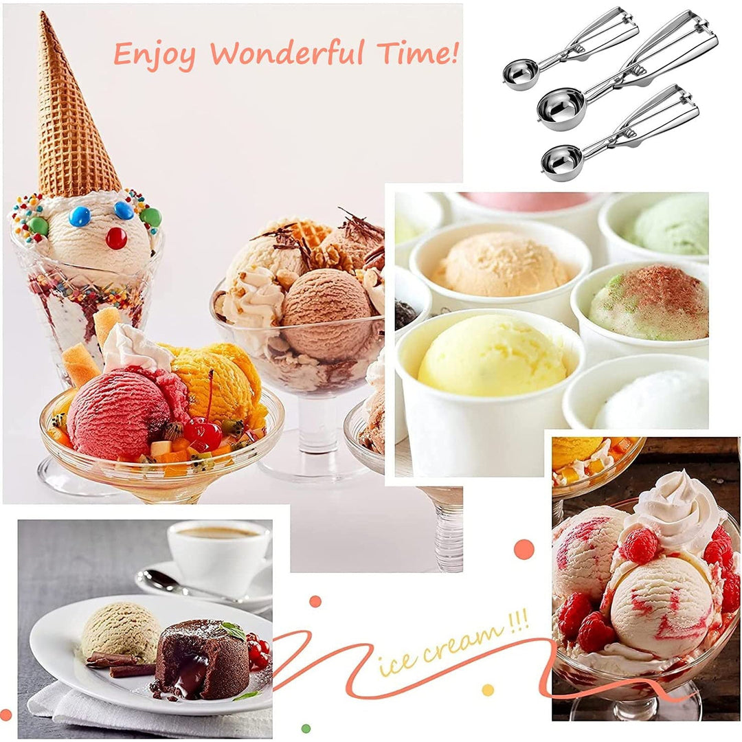 Stornfield | 3-piece stainless steel cookie scoop set with trigger