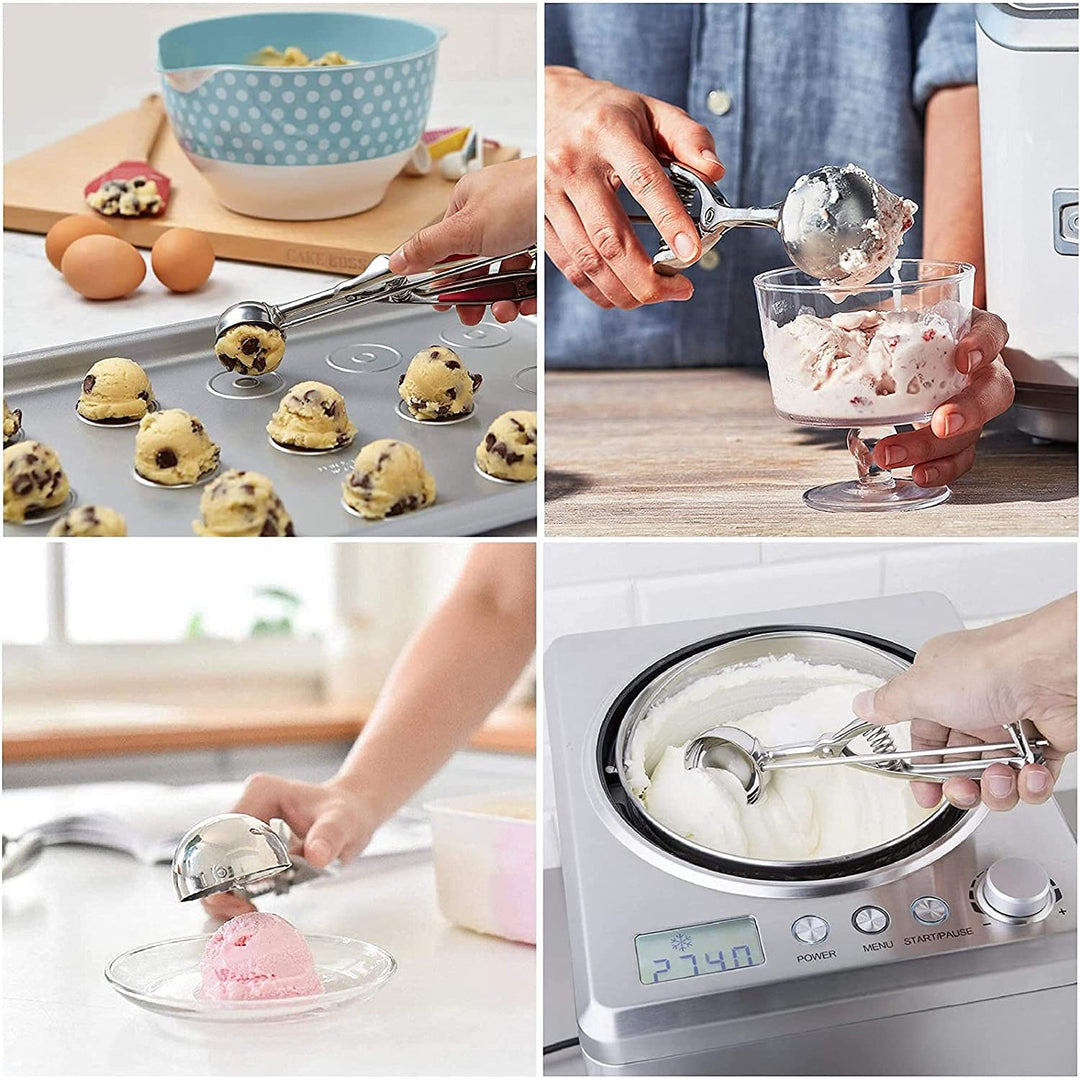 Stornfield | 3-piece stainless steel cookie scoop set with trigger
