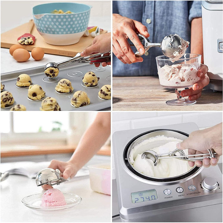 Stornfield | 3-piece stainless steel cookie scoop set with trigger