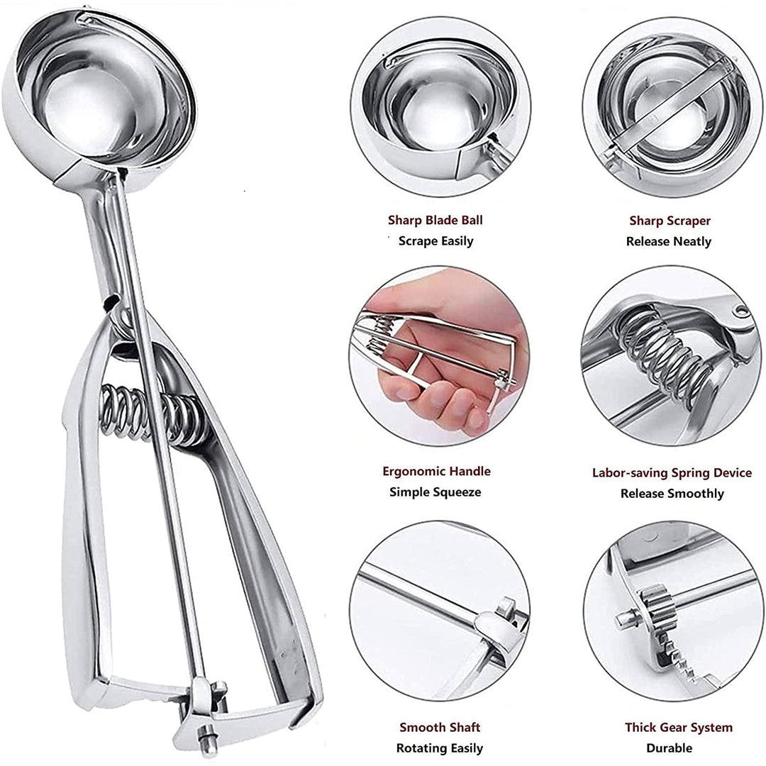 Stornfield | 3-piece stainless steel cookie scoop set with trigger