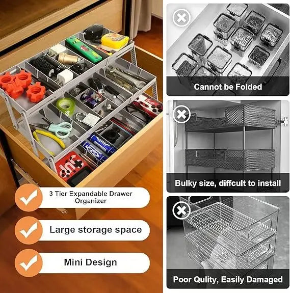 Stornfield | 3-tier Smart Drawer Organizer – Makes optimal use of storage space
