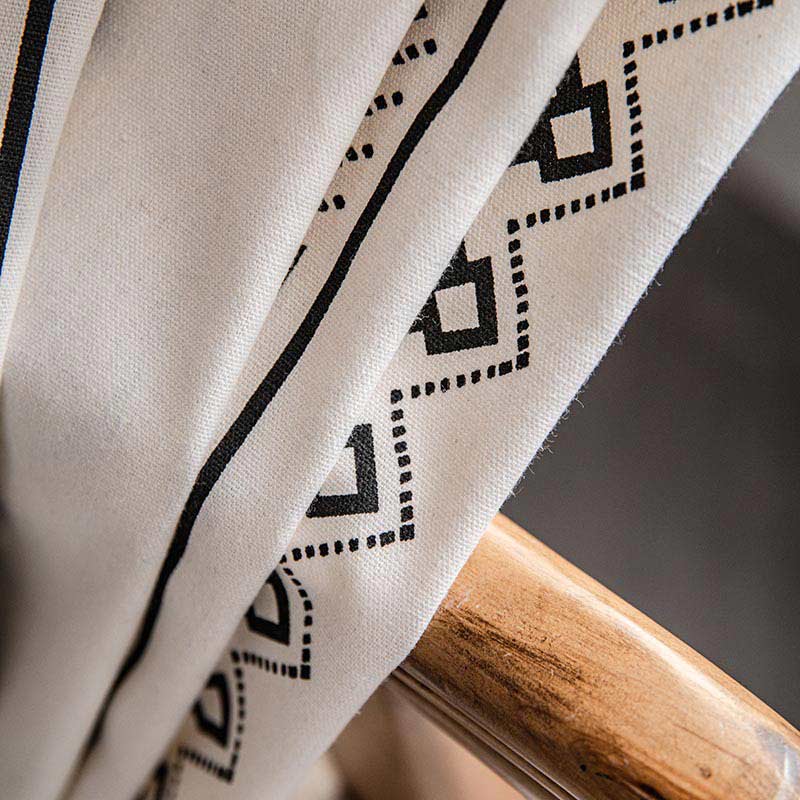 Geometric Tassel Curtain Semi Blackout Drapes in Cotton Blend | Stornfield
