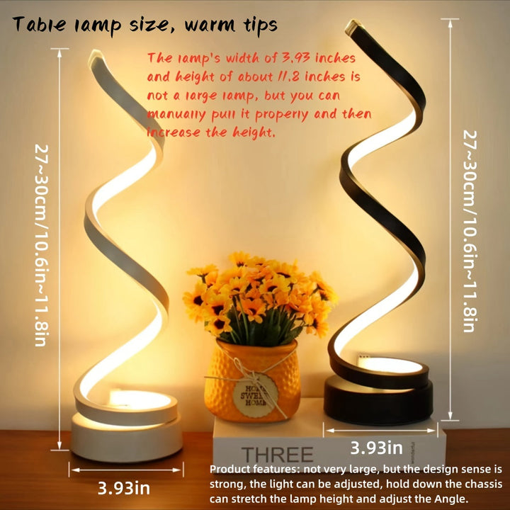 Stornfield | Lampe de Table Spirale Moderne – Lampe de Bureau LED Créative avec Lumière Douce Chaude, Parfaite pour la Décoration de Chambre, de Salon et d'Étude