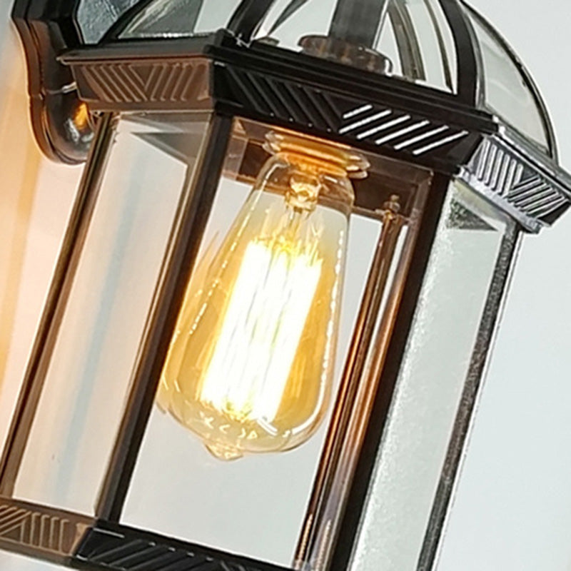 Traditional European Waterproof Aluminum Glass Hexagonal Prism 1-Light Wall Sconce Lamp For Garden | Stornfield