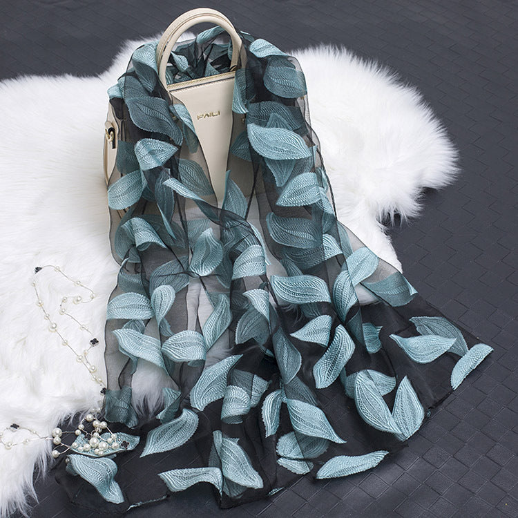 Stornfield | Silk scarf with cut flowers hollow motif