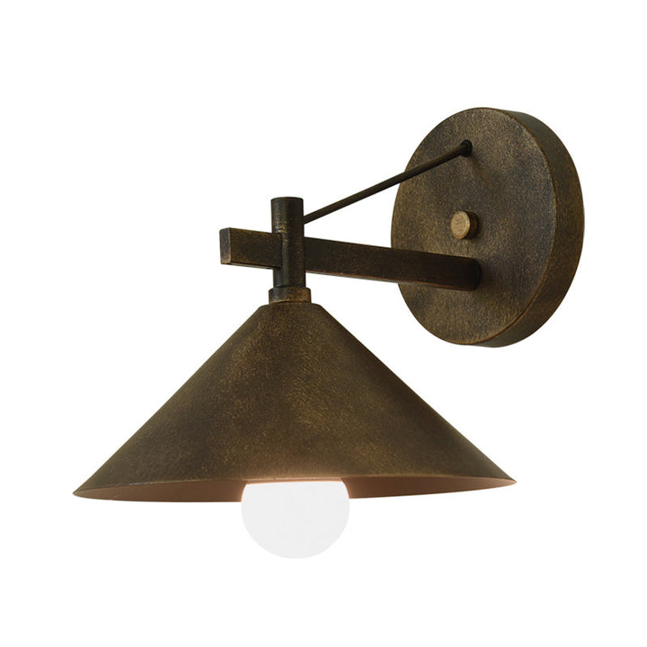Stornfield | Vintage Cone Metal Wall Light 1 Light Outdoor Wall Light in Black/Antique Brass/Aged Silver