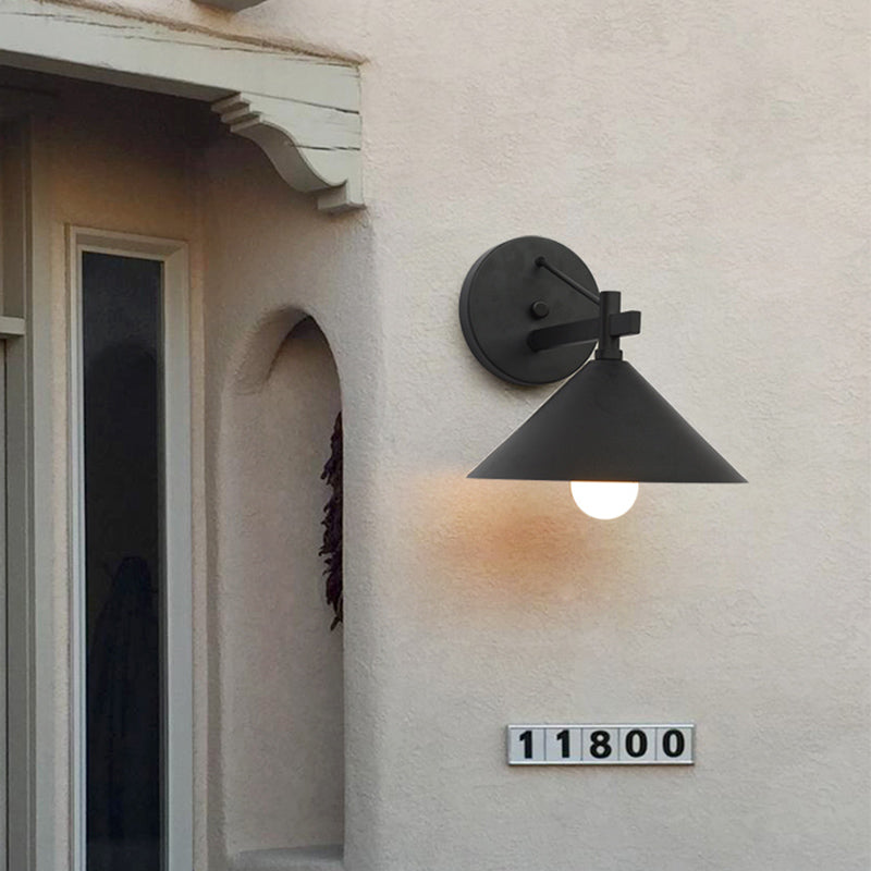Stornfield | Vintage Cone Metal Wall Light 1 Light Outdoor Wall Light in Black/Antique Brass/Aged Silver