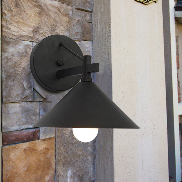 Stornfield | Vintage Cone Metal Wall Light 1 Light Outdoor Wall Light in Black/Antique Brass/Aged Silver