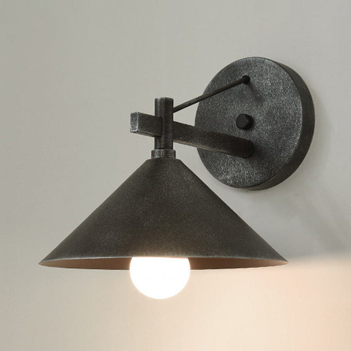Stornfield | Vintage Cone Metal Wall Light 1 Light Outdoor Wall Light in Black/Antique Brass/Aged Silver