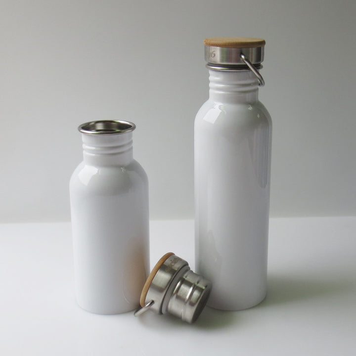 Ladies Elegant Stainless Steel Drinking Bottle with Sustainable Wood Cap Stornfield